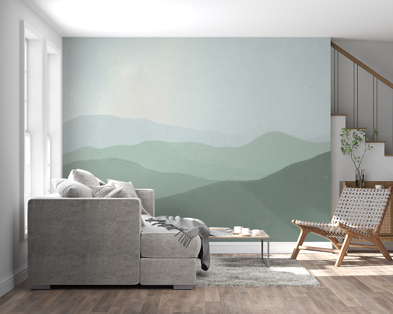 Grüne Bergtapete | Wandbildtapete