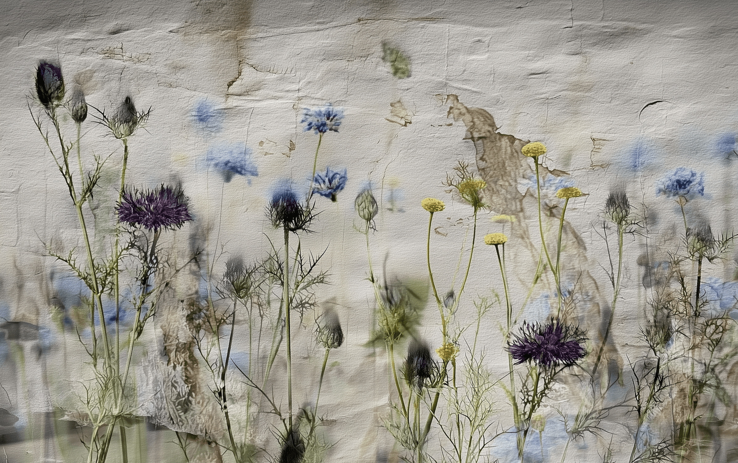 Vintage Colorful Flowers Mural Wallpaper