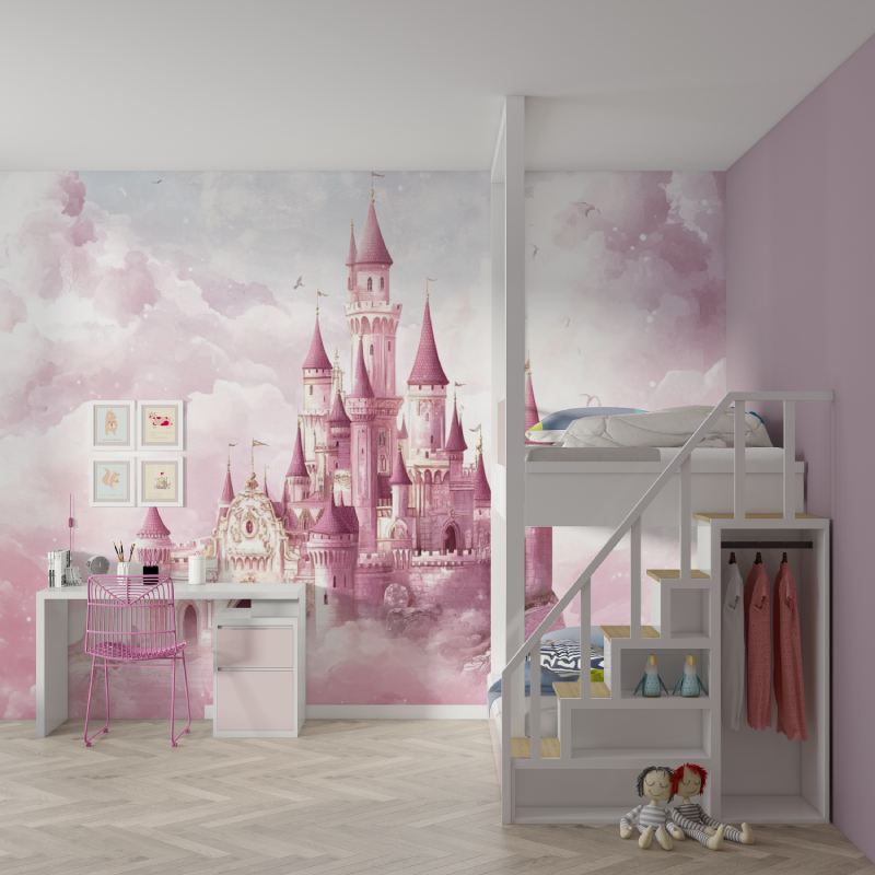 Princess Castle Pink Wallpaper | Murals Wallpaper