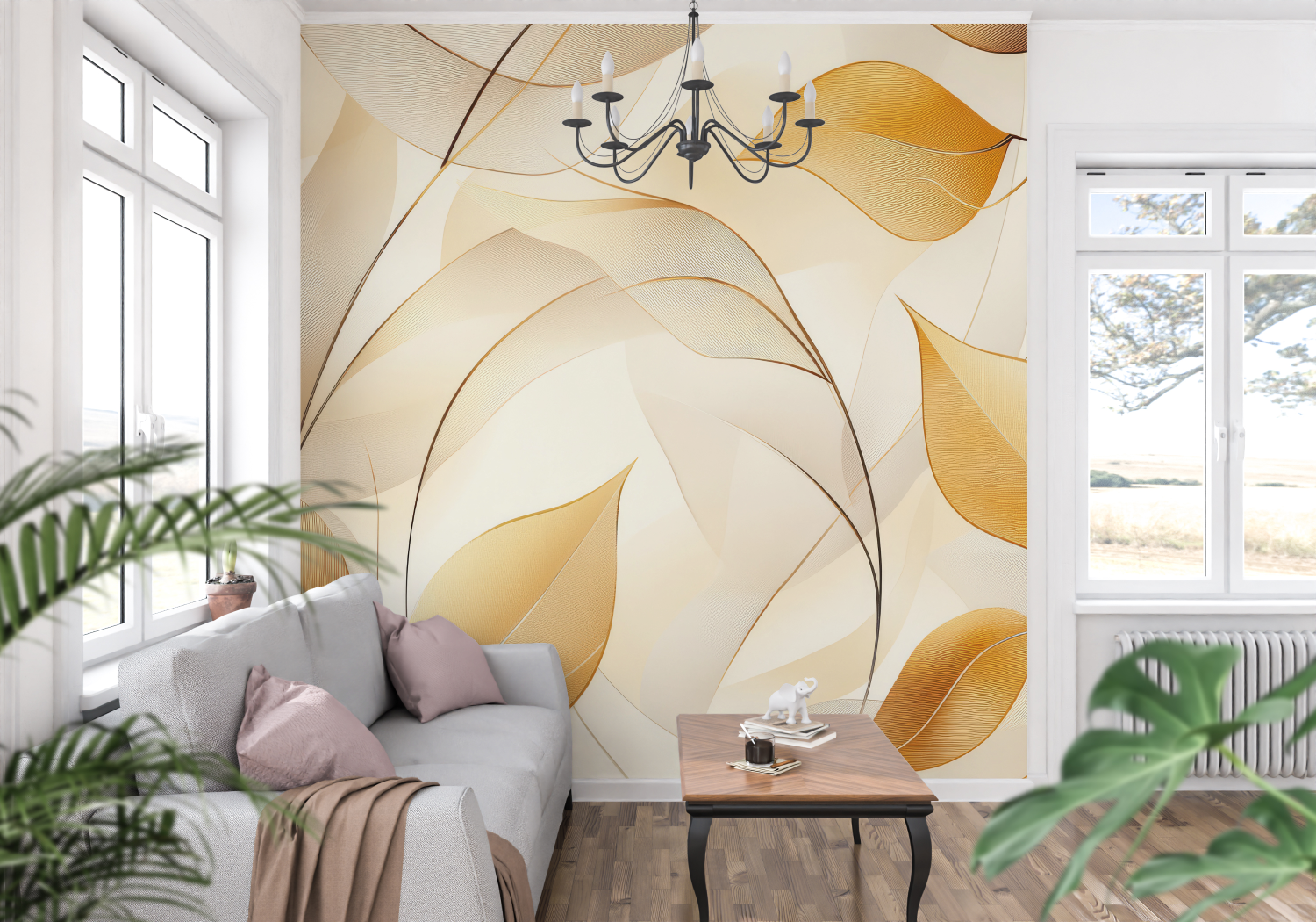 Papier Peint Chic Doré – Panorama-Wand