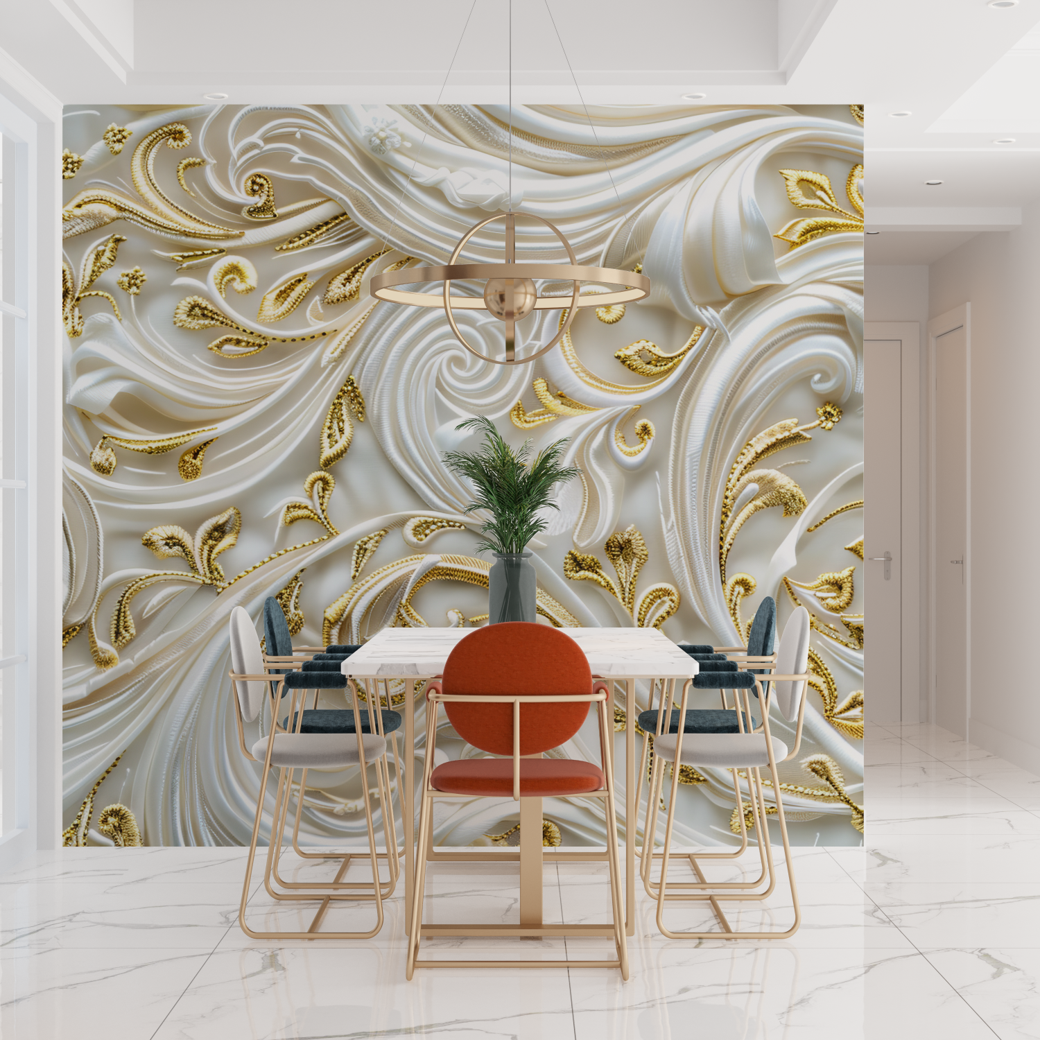 3D Gold Tapete | Wandbilder Tapete