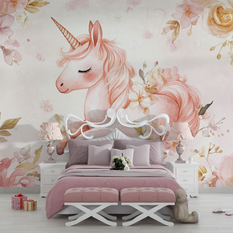 Unicorn Floral Wallpaper | Murals Wallpaper