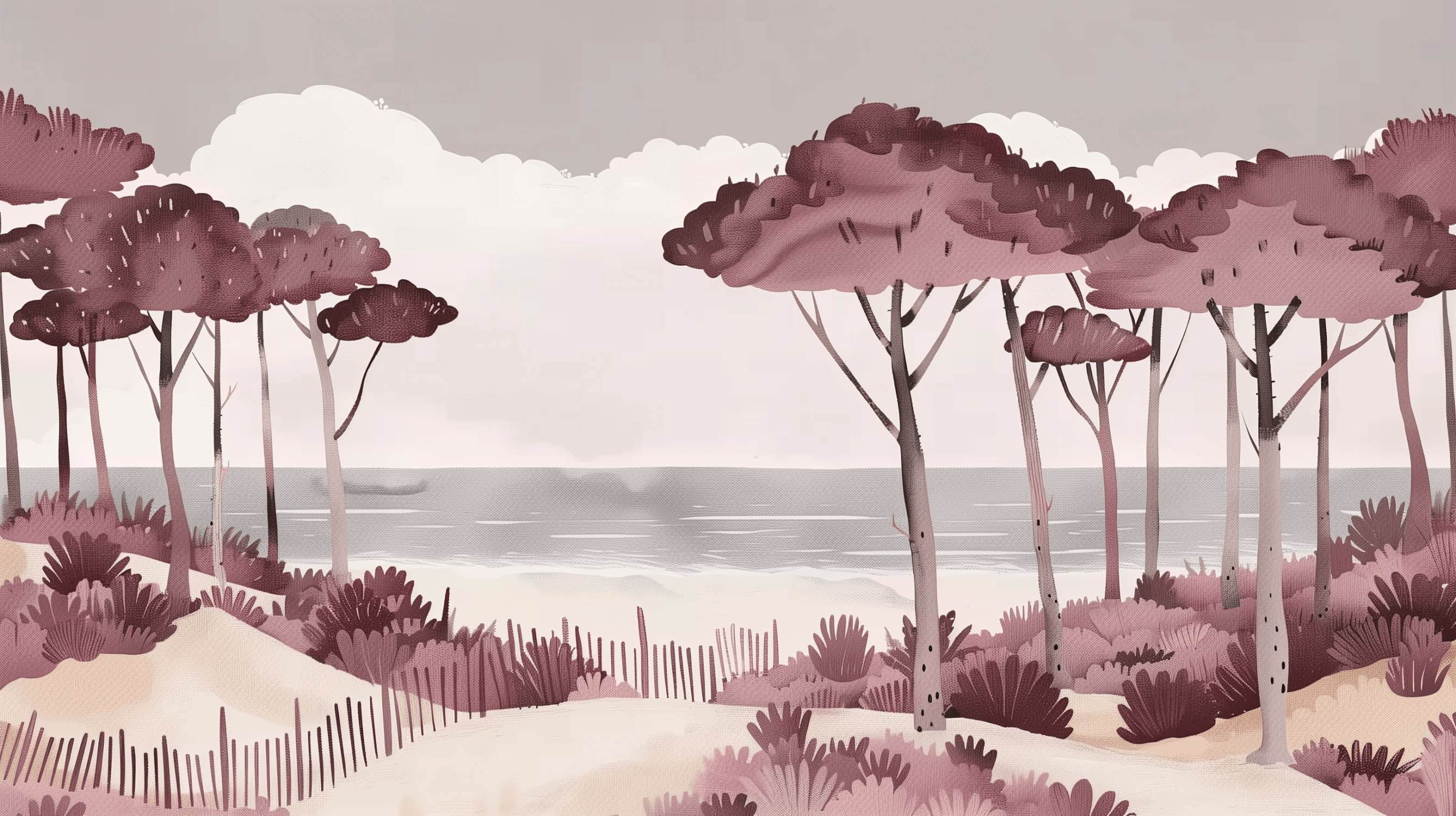 Beautiful Red Wine Landscape Mural Wallpaper