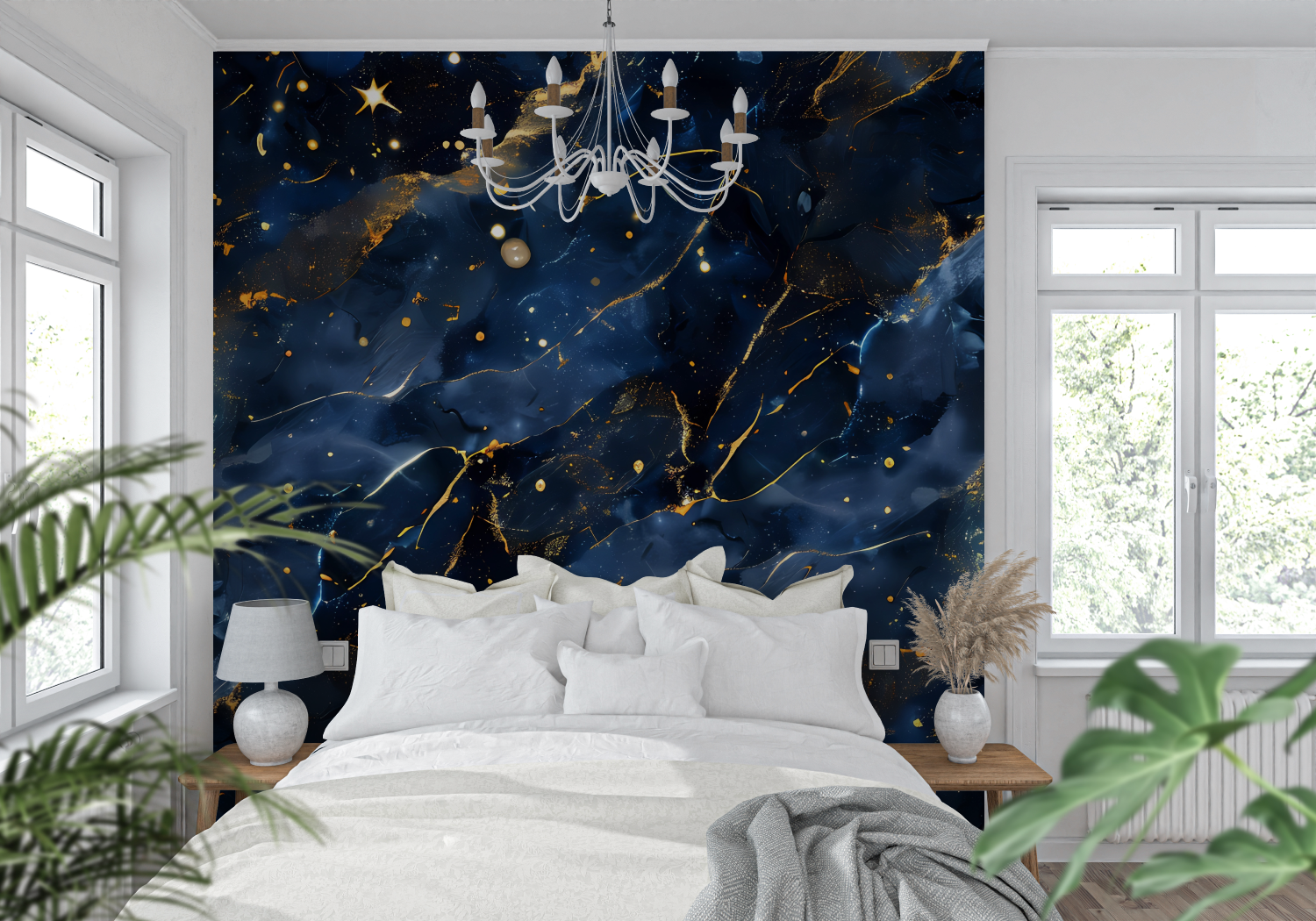 Blue and Gold Mural Wallpaper | Murals Wallpaper