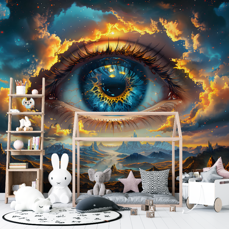 3D Space Living Room Wallpaper | Murals Wallpaper