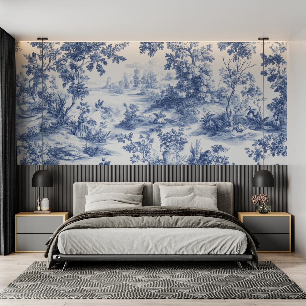 Papier Peint Arbre Bleu – Tete de lit