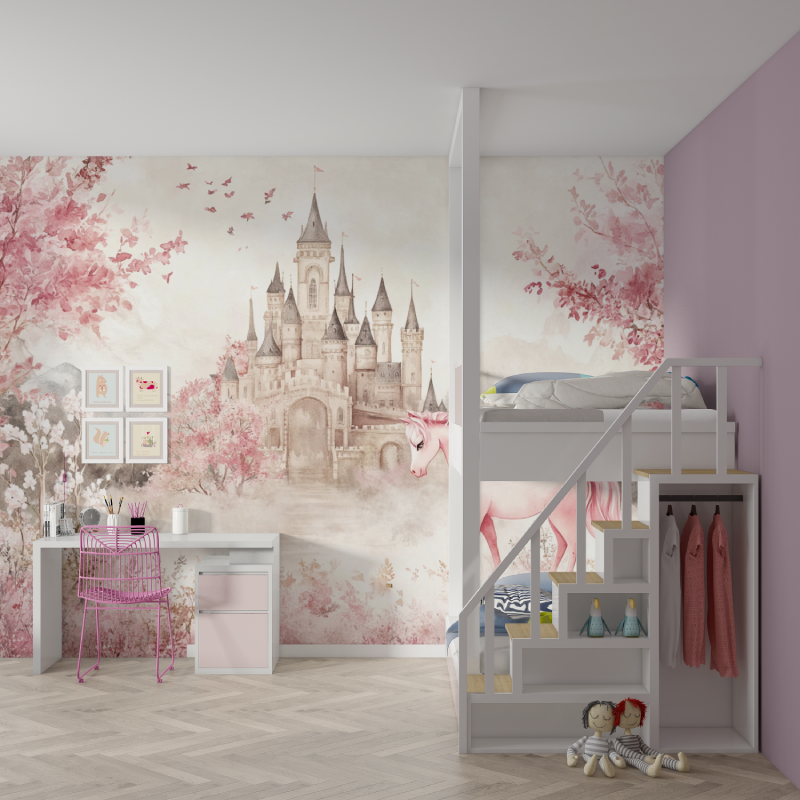 Princess Castle and Unicorn Wallpaper | Murals Wallpaper