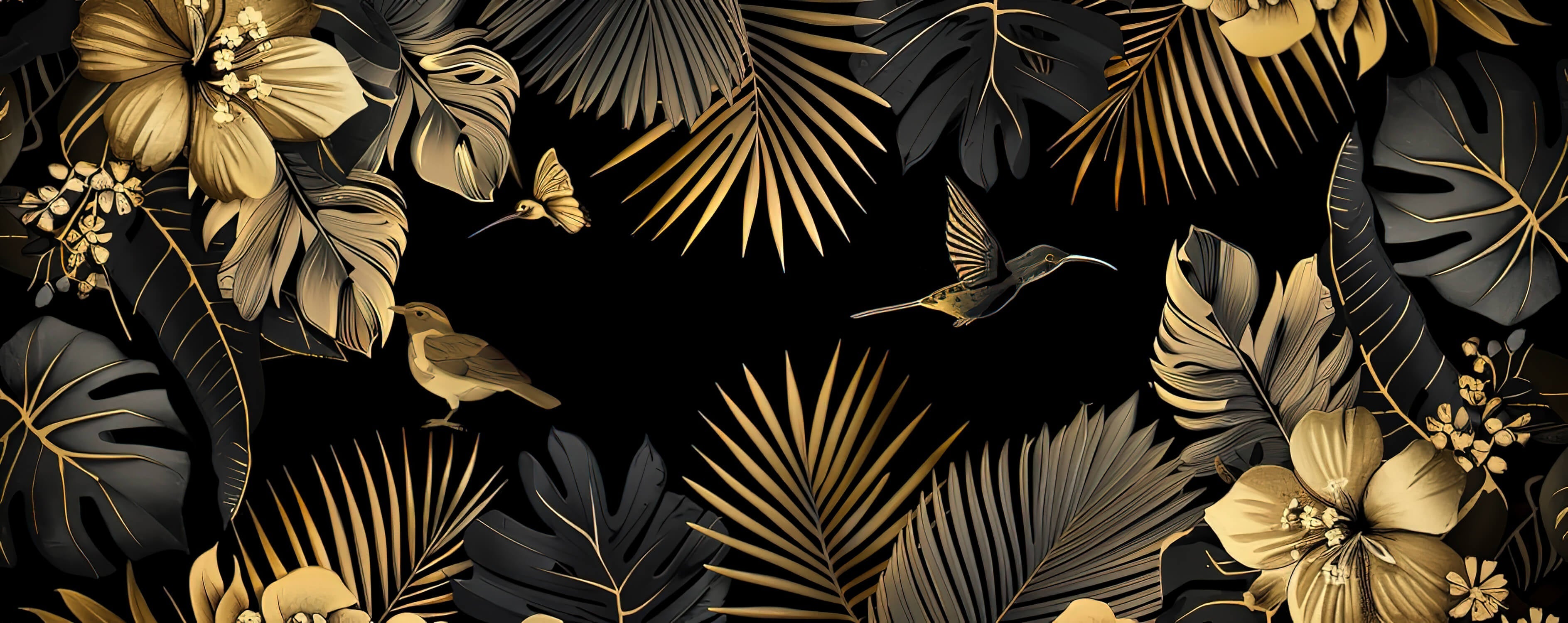 Black Gold Tropical Wallpaper | Murals Wallpaper
