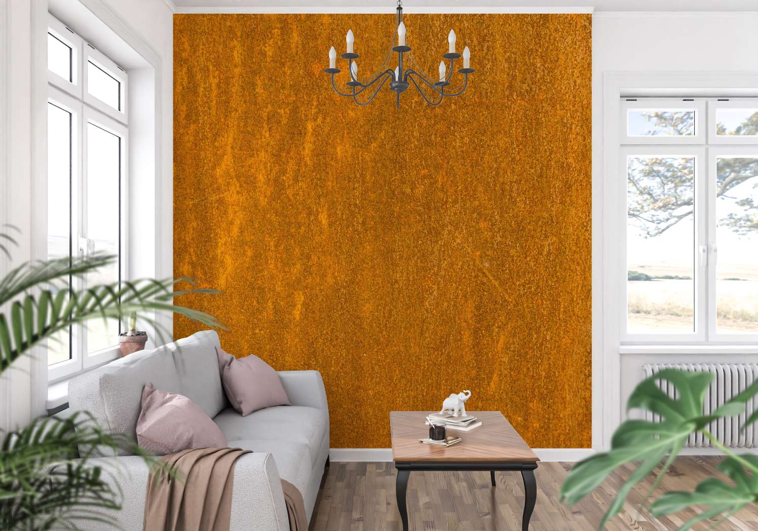 Dark Ochre Orange Wallpaper | Murals Wallpaper