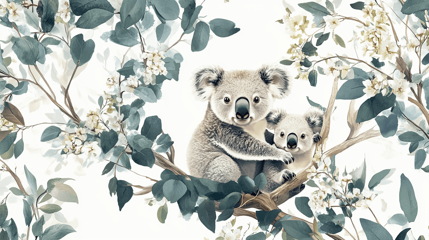 Koala Wallpaper in a Milky Forest | Murals Wallpaper