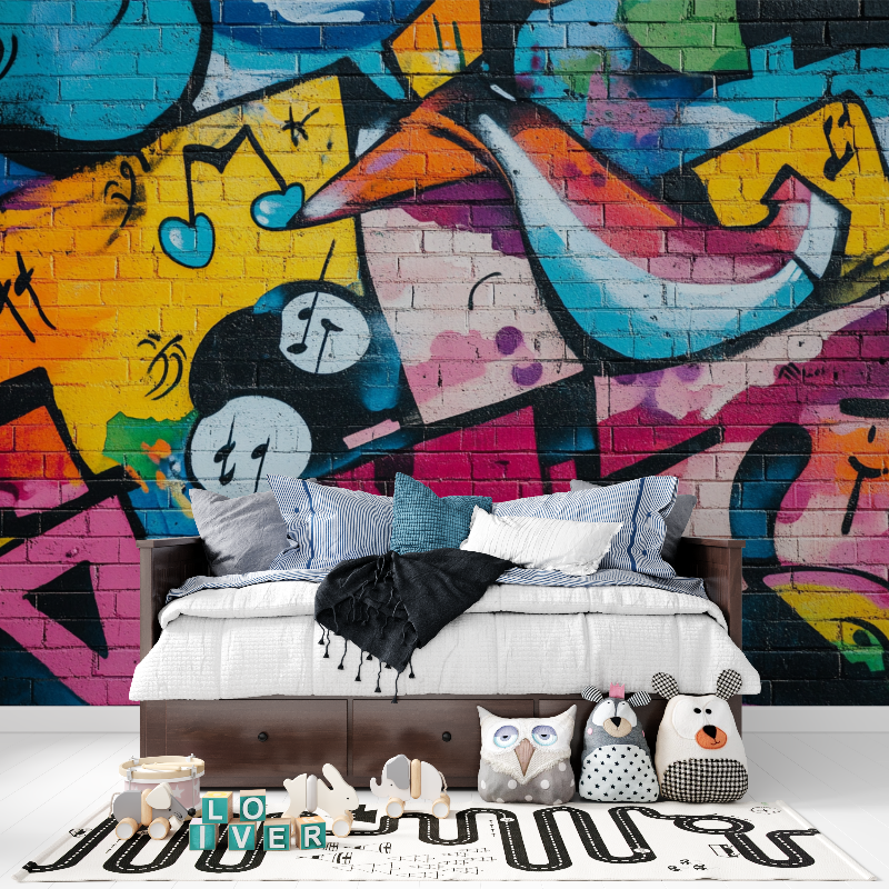 Brick and Music Tag Wallpaper | Murals Wallpaper