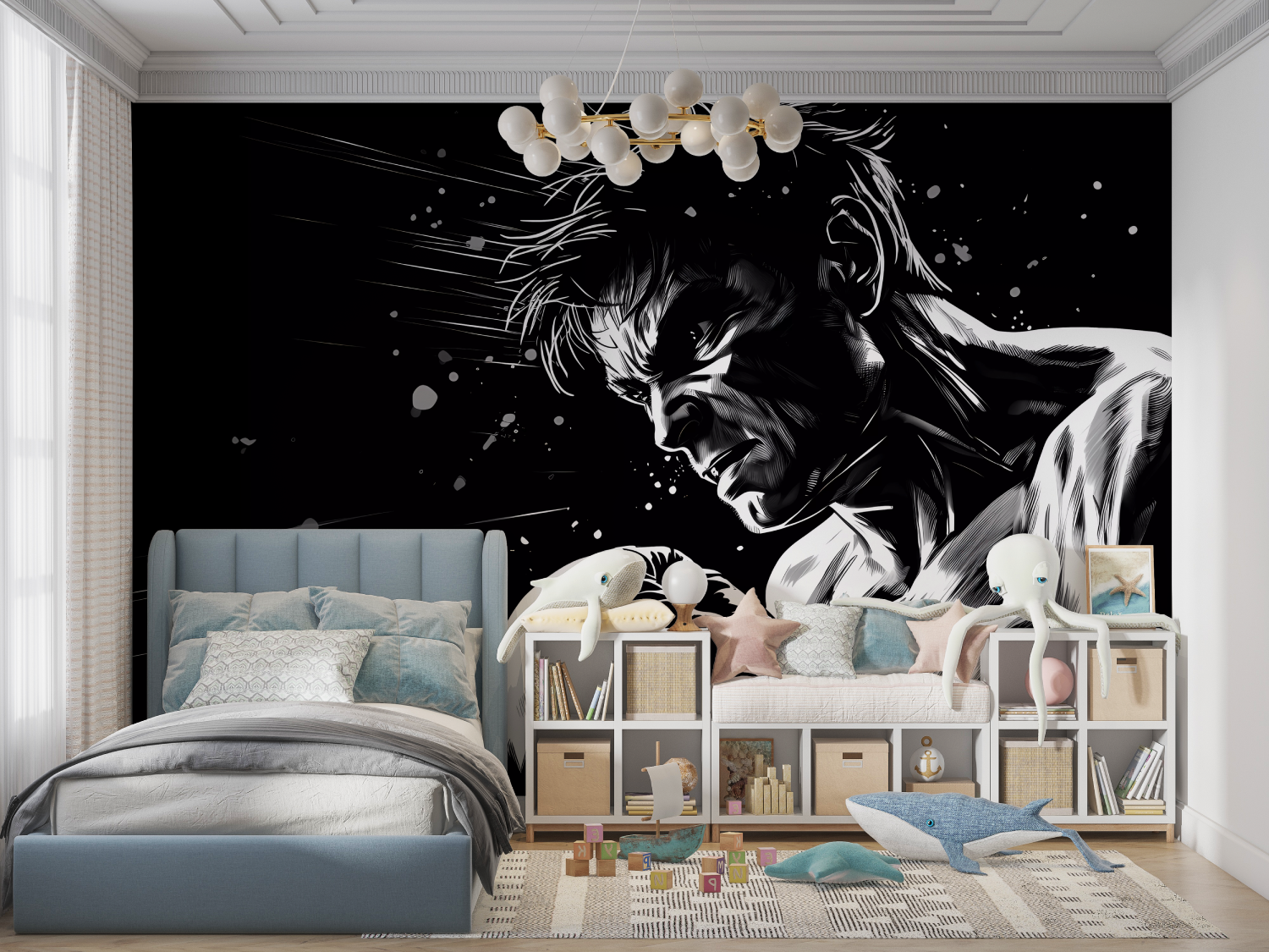 Black and White Boxing Anime Wallpaper | Murals Wallpaper