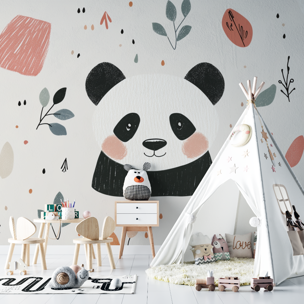 Panda Wallpaper and Nordic Patterns | Murals Wallpaper