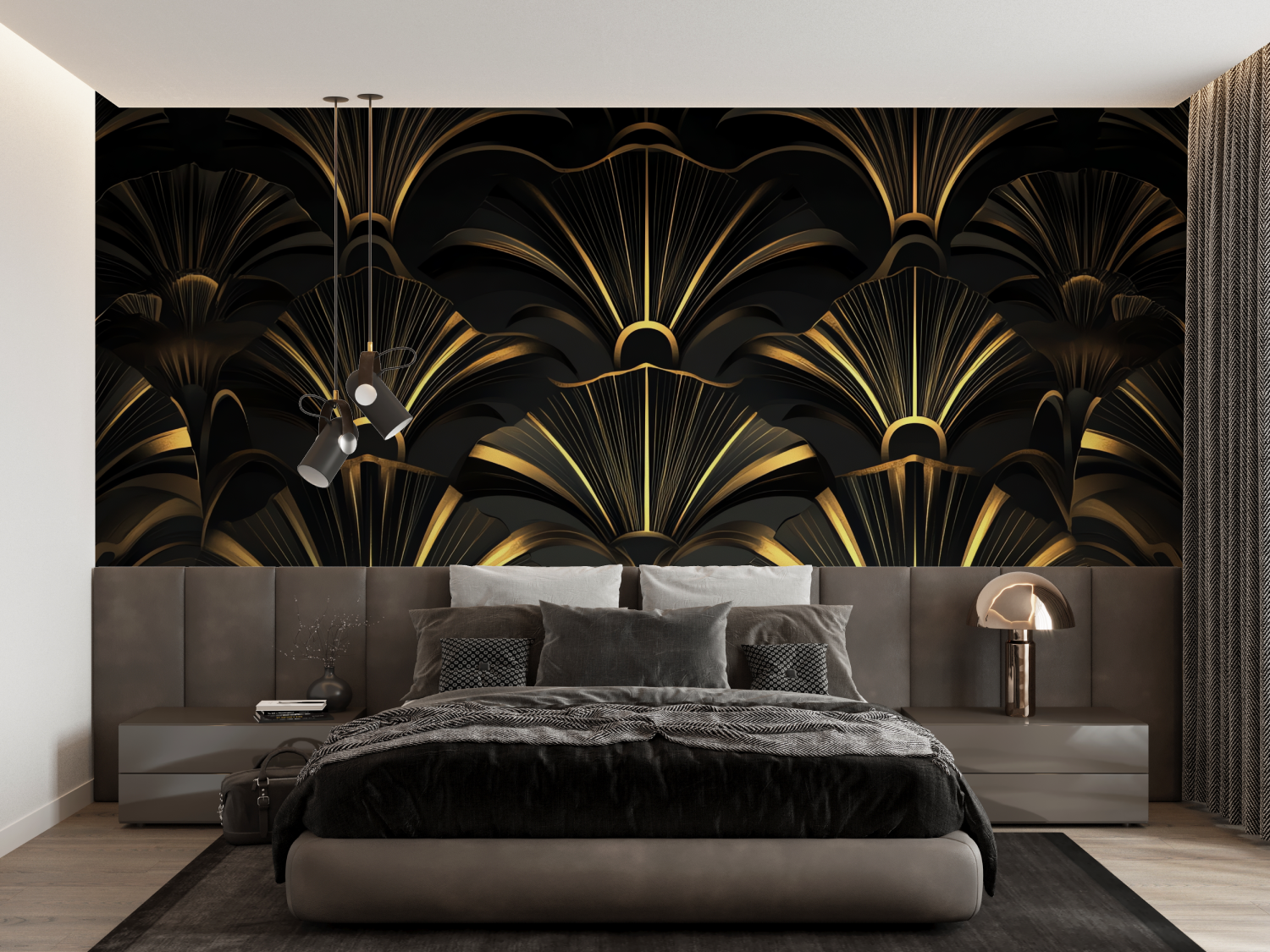 Dark Gold Art Deco Wallpaper | Murals Wallpaper