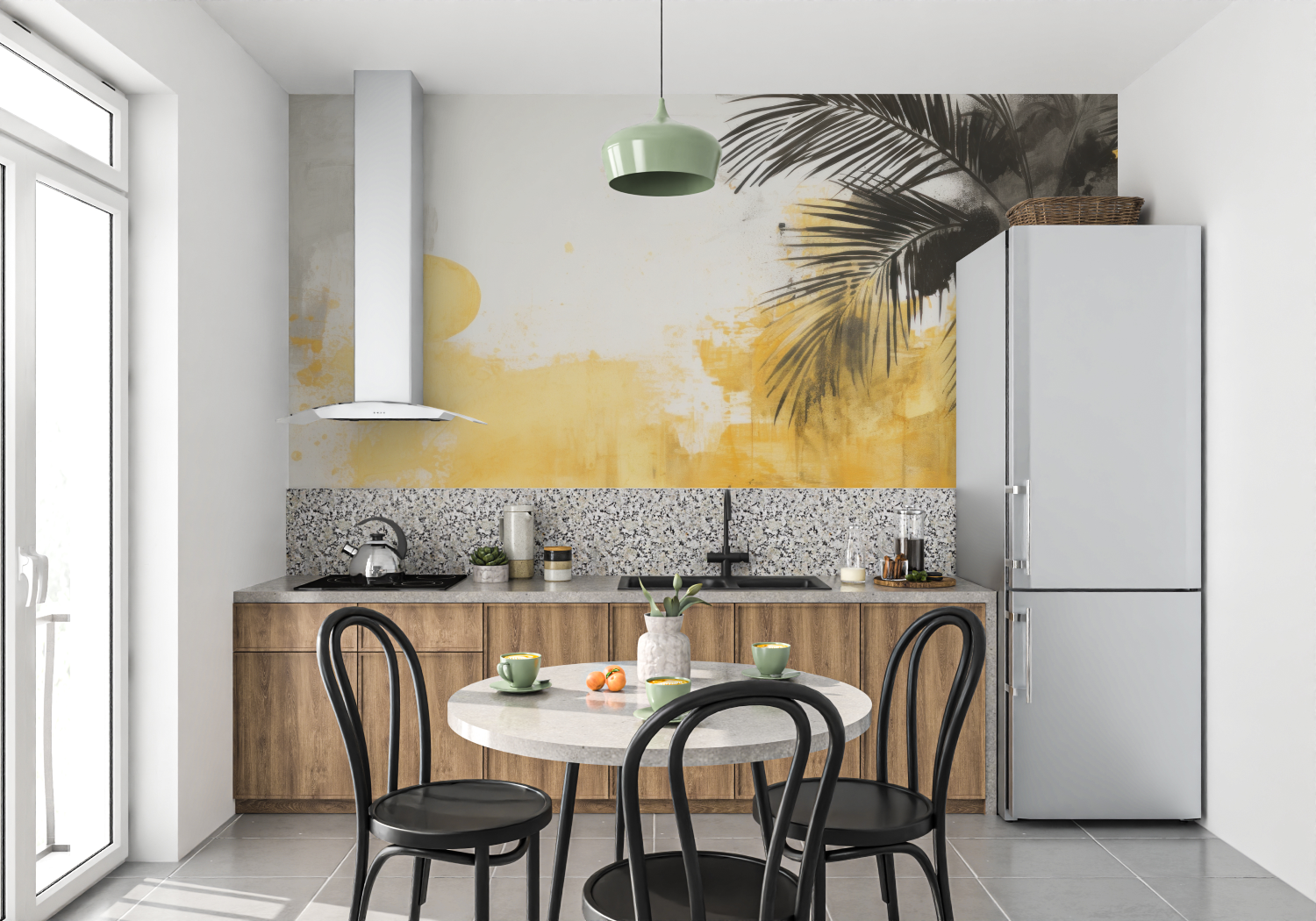 Yellow and Gray Tropical Wallpaper | Murals Wallpaper