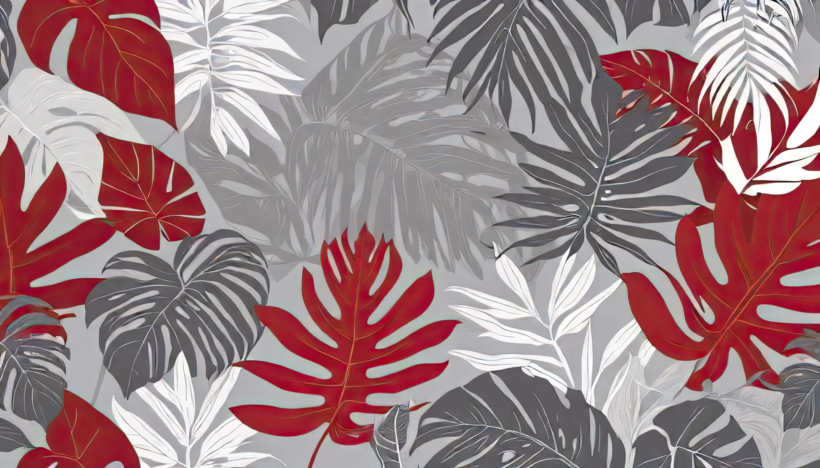 Tropical Gray and Red Wallpaper | Murals Wallpaper