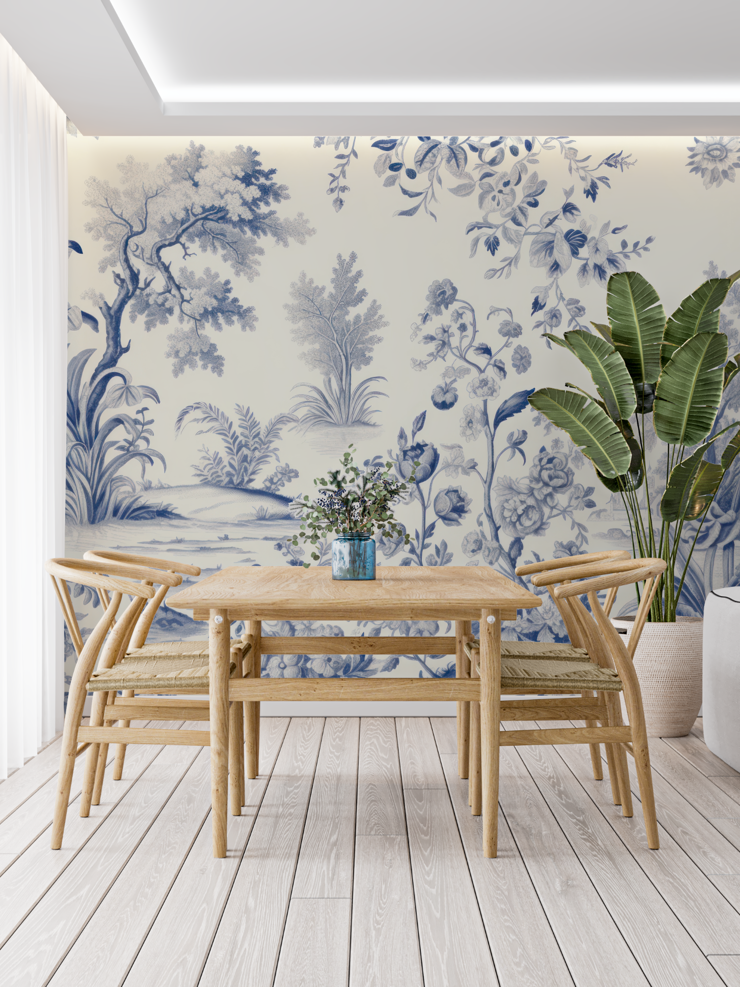 Blaue Toile-Tapete | Wandtapete