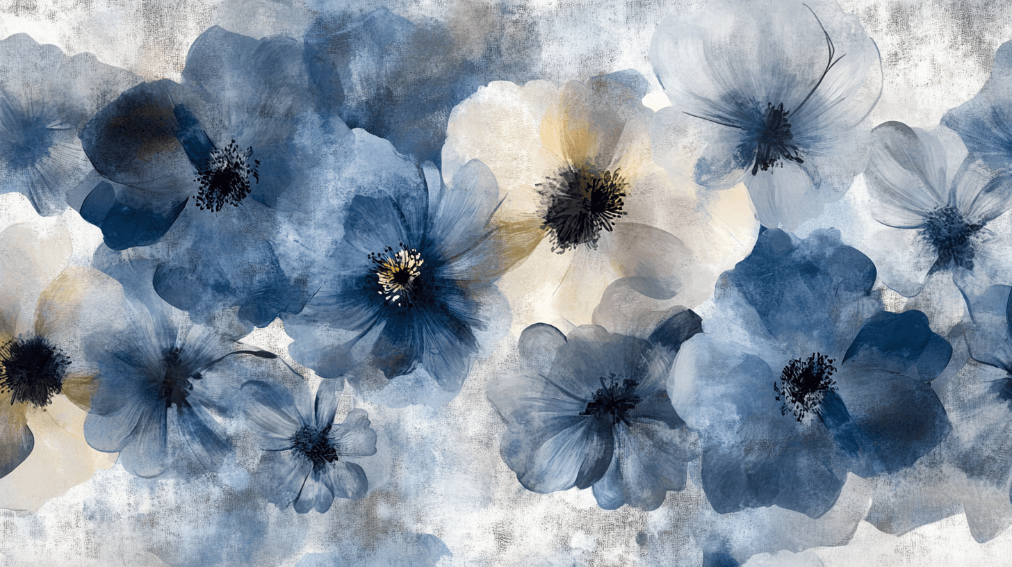 Watercolor Abstract Flower Wallpaper on Concrete | Murals Wallpaper