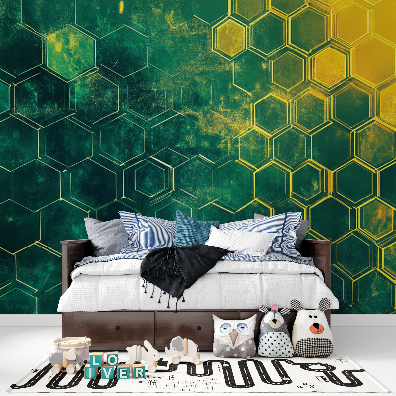 Neon Green Hexagon Wallpaper for Kids | Murals Wallpaper