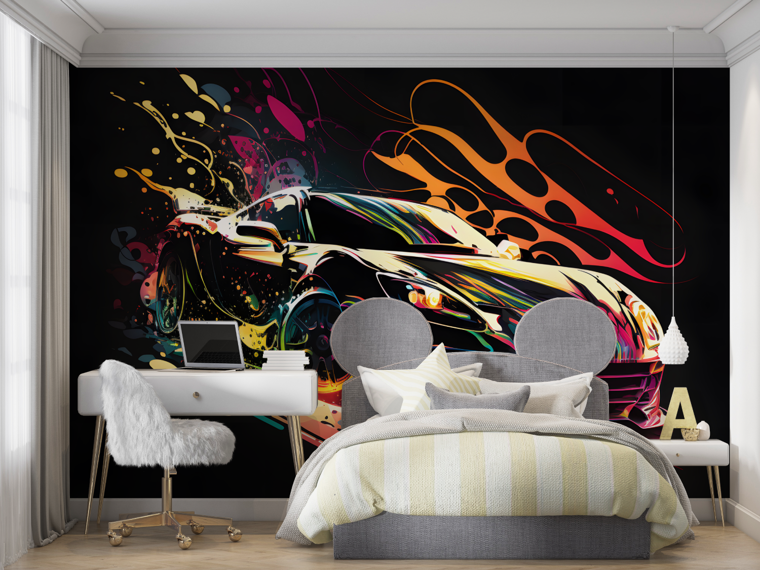 Black Car and Graffiti Wallpaper | Murals Wallpaper