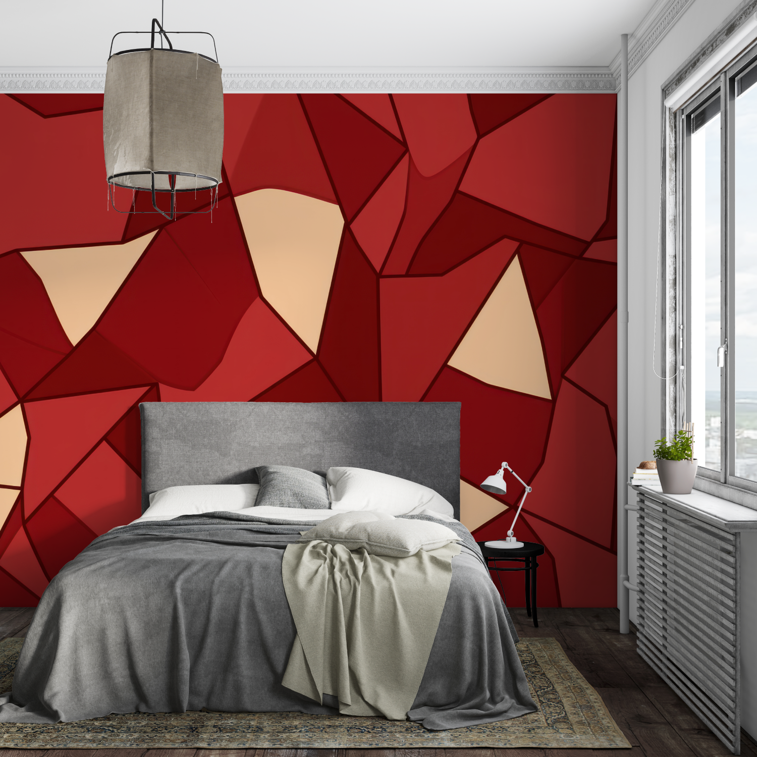 Geometric Red Wallpaper | Murals Wallpaper