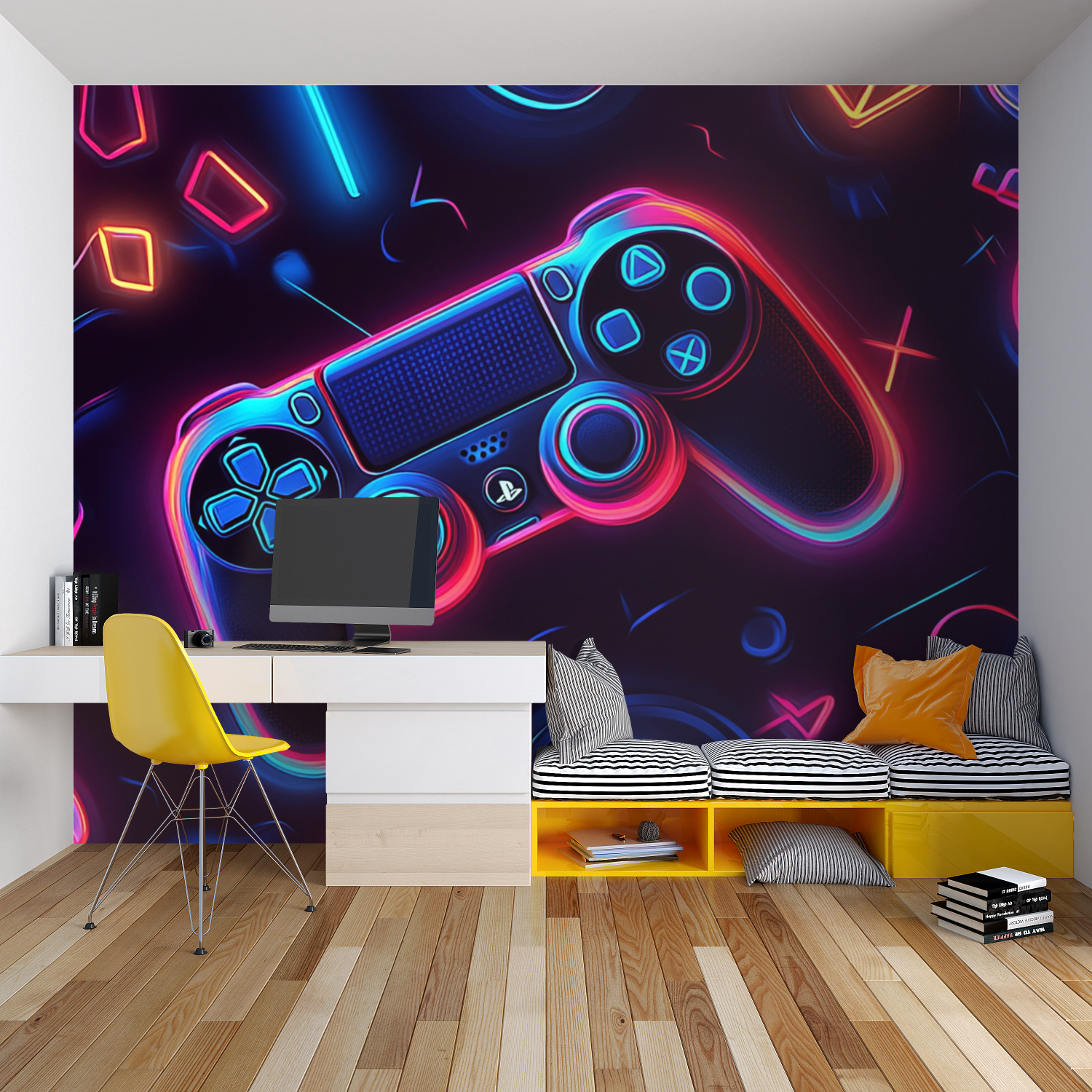 Neon Gaming Symbols Wallpaper | Murals Wallpaper