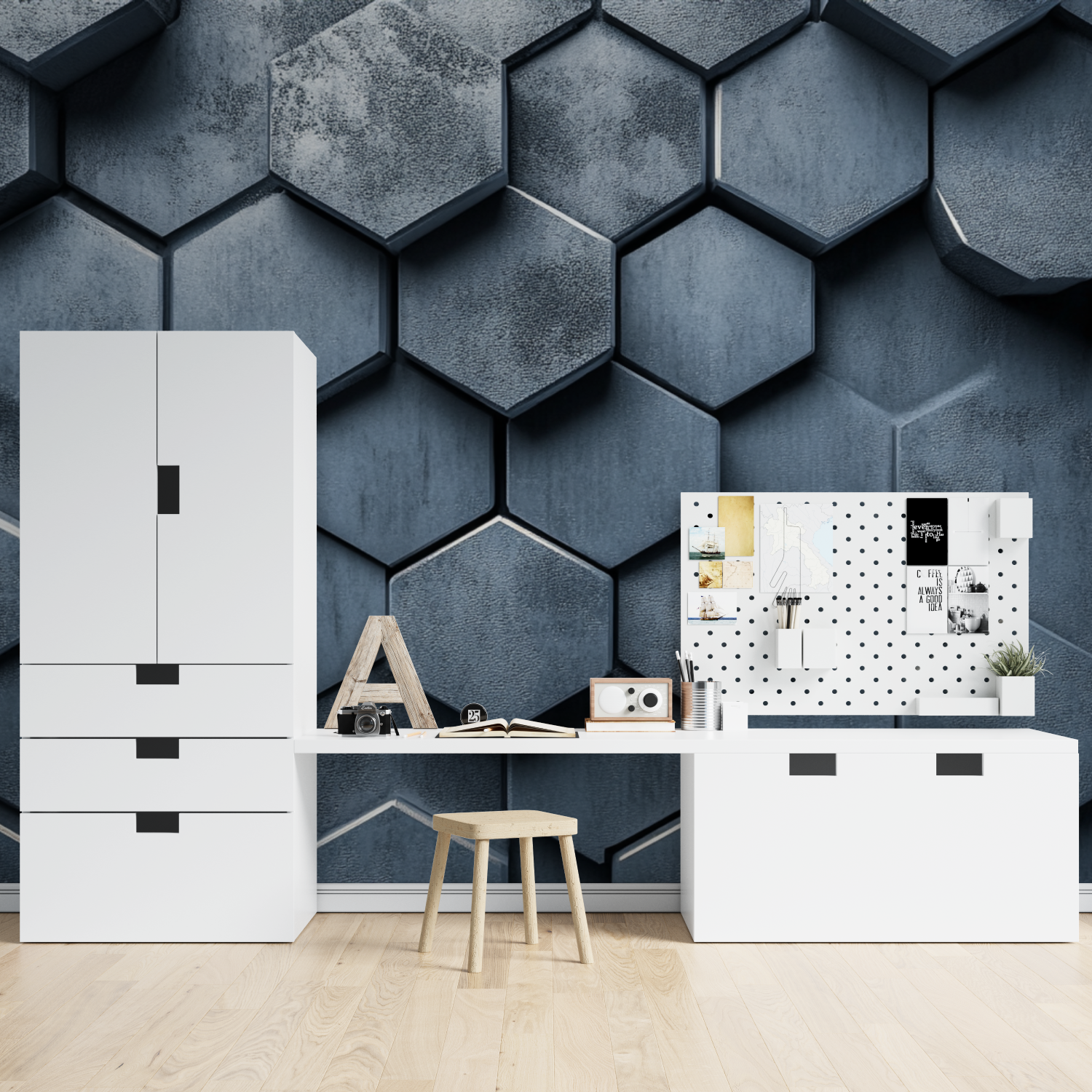 Honeycomb Titanium Wallpaper | Murals Wallpaper