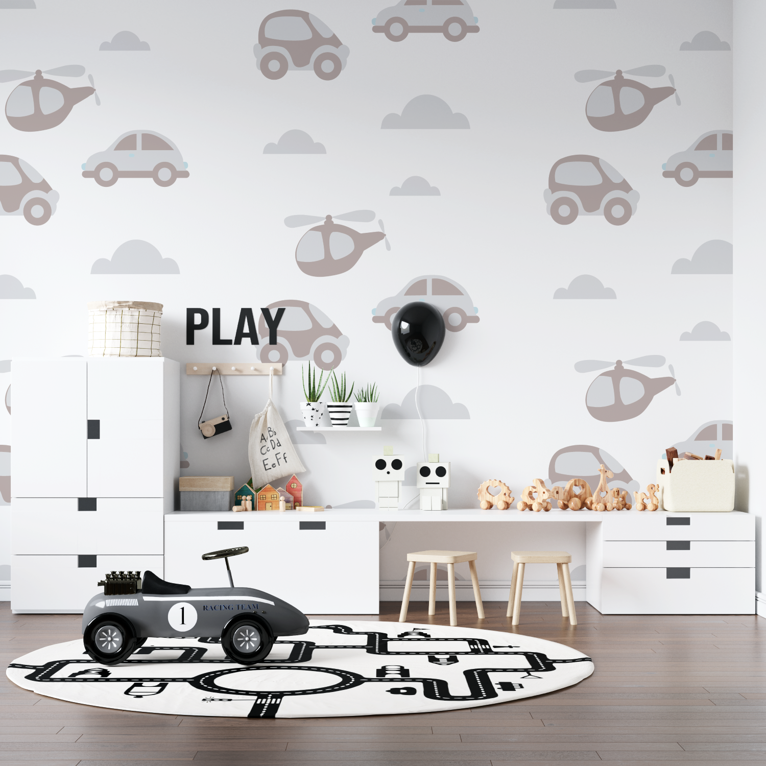 Tapete mit kleinem Auto | Wandtapete