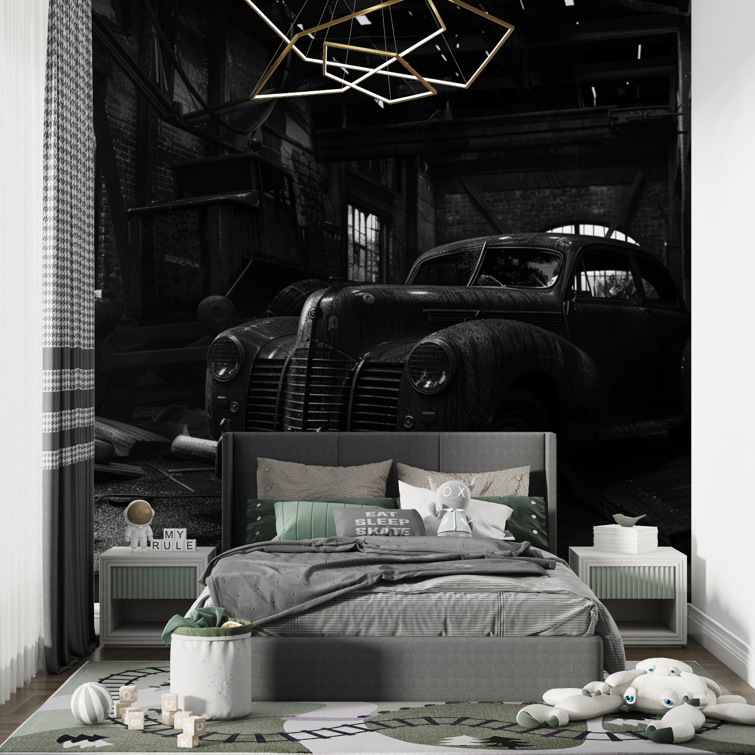 Vintage Black and White Car Wallpaper | Murals Wallpaper