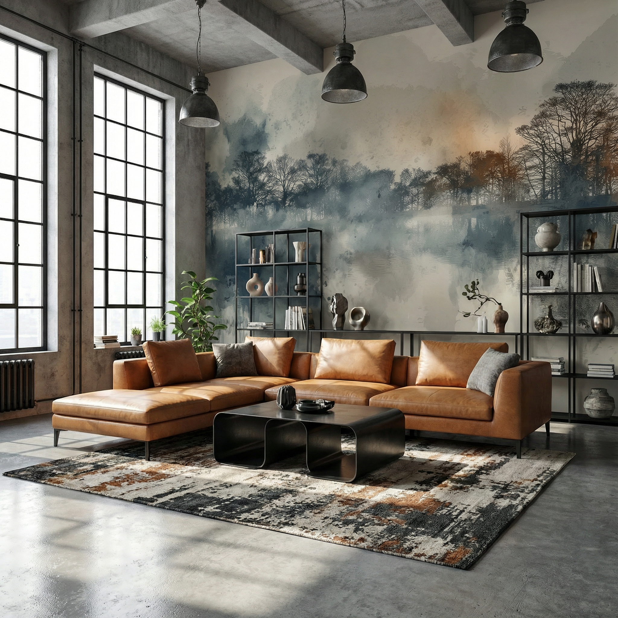 Abstrakte Aquarell-Wald-Wandtapete