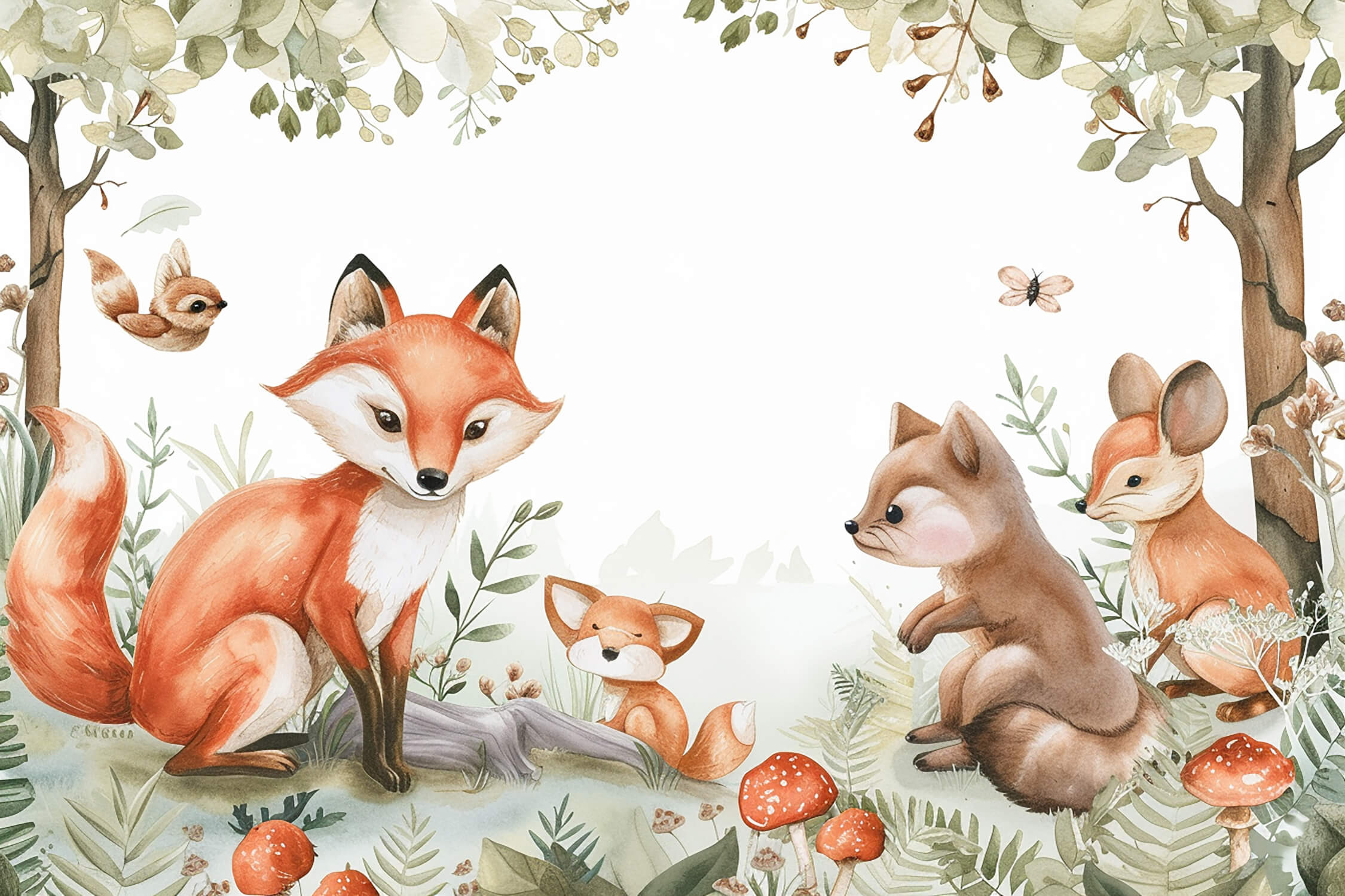 Fox and Jungle Animals Wallpaper | Murals Wallpaper