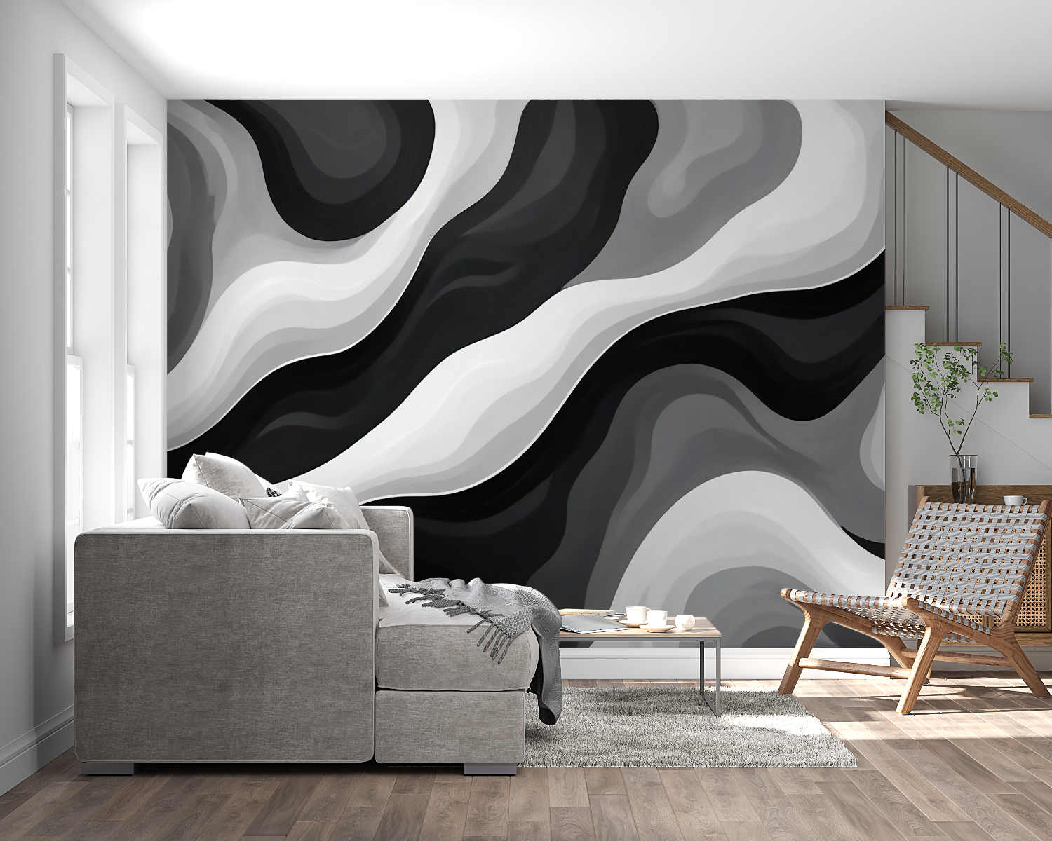Tapeten in Grau, Weiß und Schwarz | Wandbilder