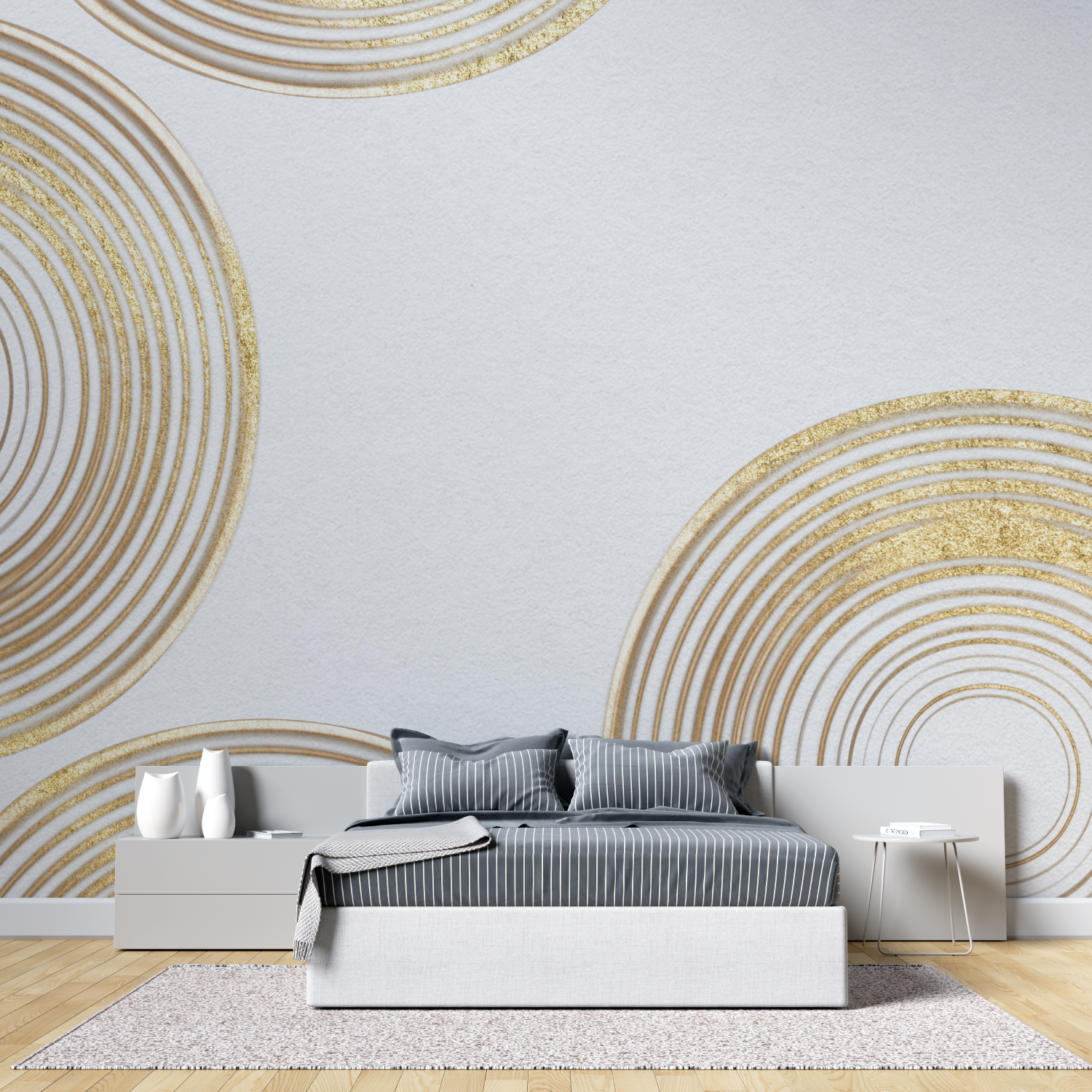 Papier Peint Blanc et Doré – Zimmer für Erwachsene