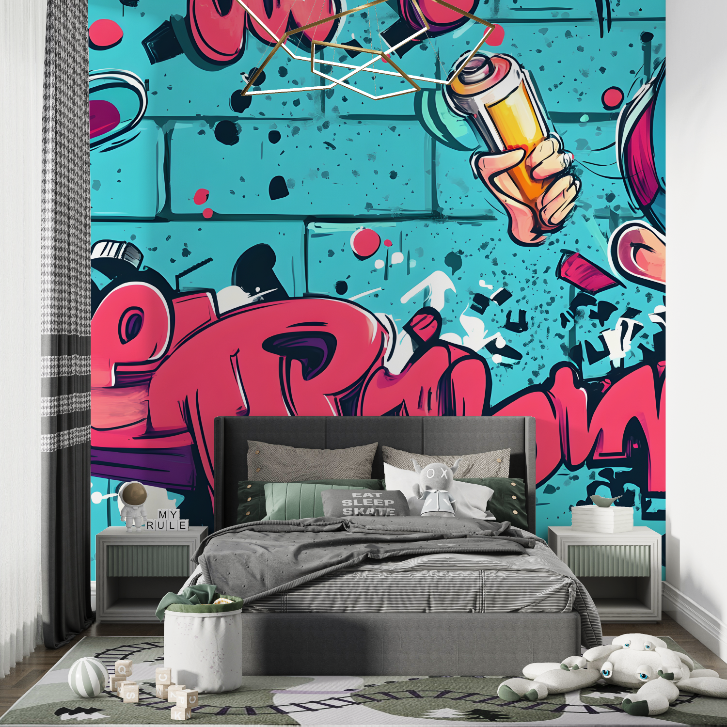 3D-Graffiti-Hintergrundbild für Teenager | Wandmalerei-Hintergrundbild