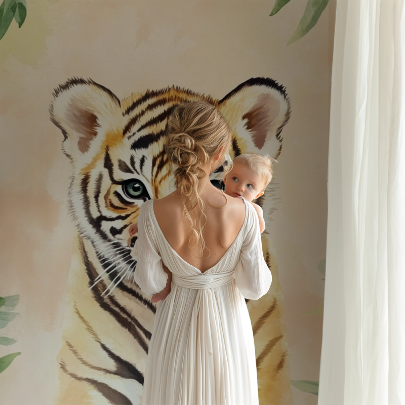 Papier peint tigre et animaux de la jungle bb123