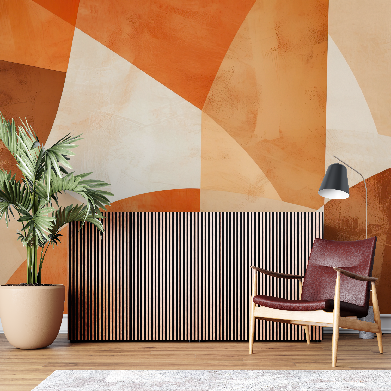Orange Geometric Pattern Wallpaper | Murals Wallpaper