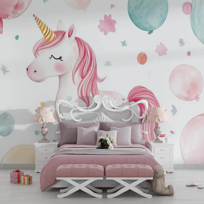 Unicorn Decor Wallpaper for Girls Balloon | Murals Wallpaper