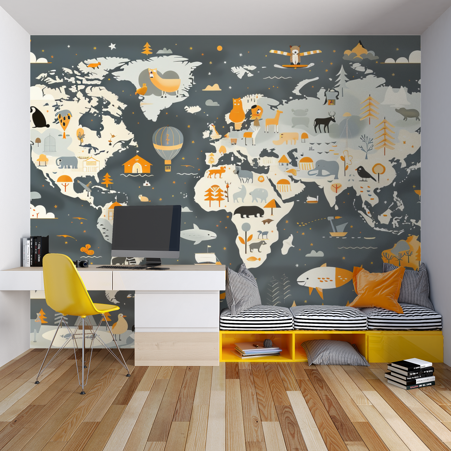 World Map Design Kids Wallpaper | Murals Wallpaper