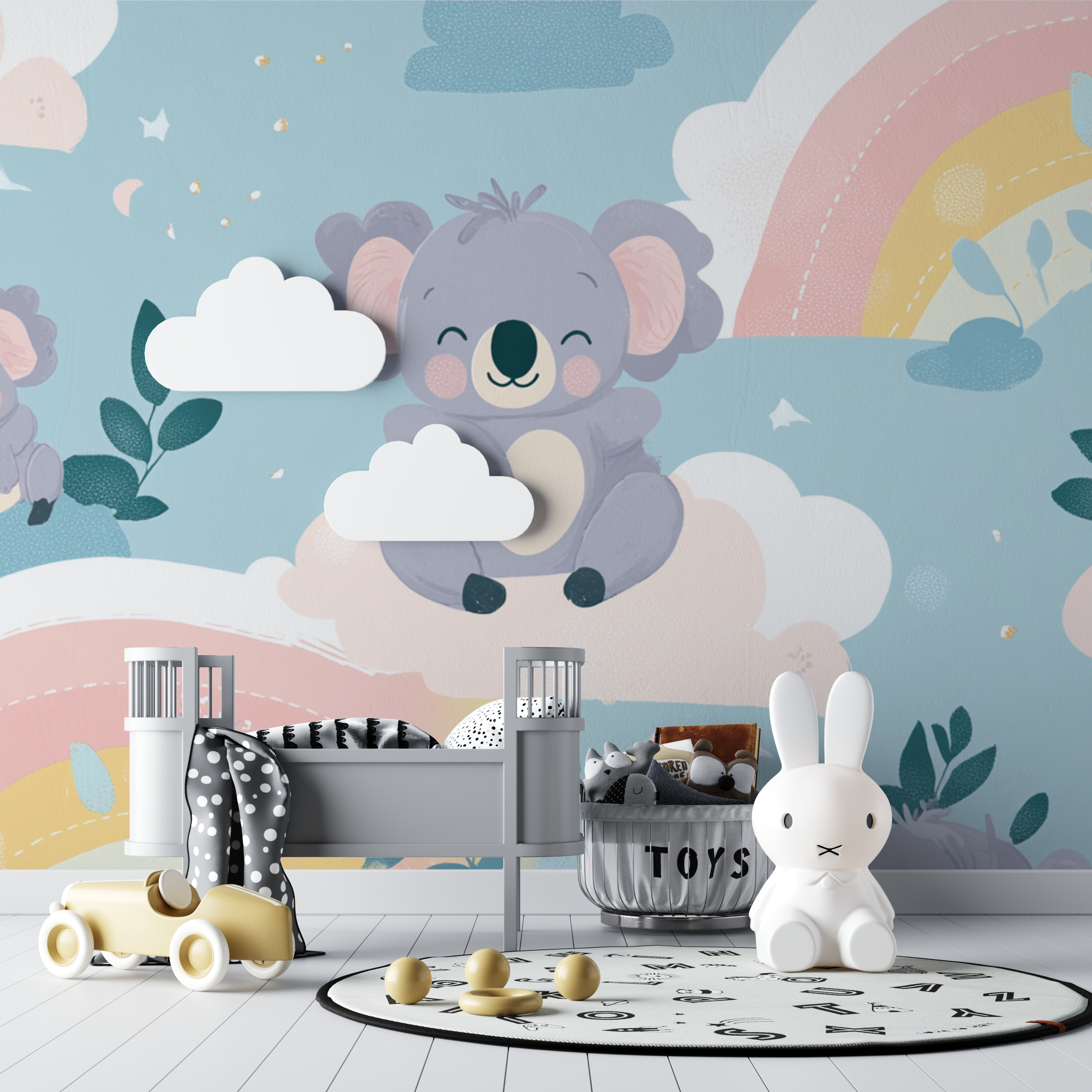 Pastel Arc Sitting Koala Wallpaper | Murals Wallpaper