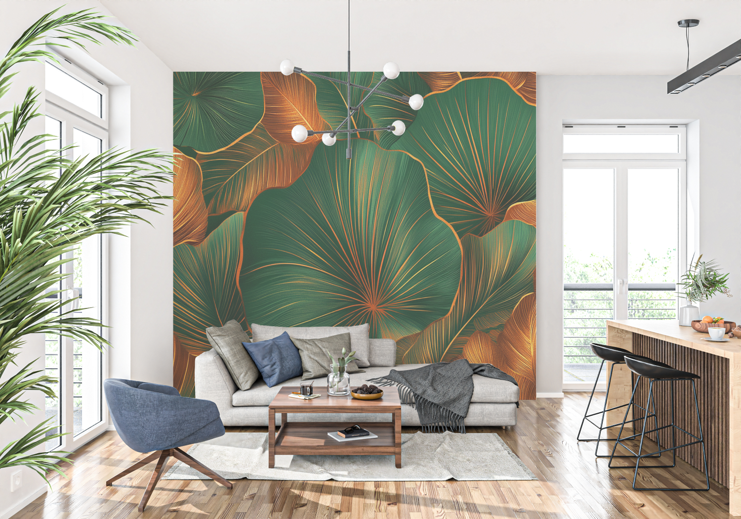 Orange and Green Wallpaper | Murals Wallpaper