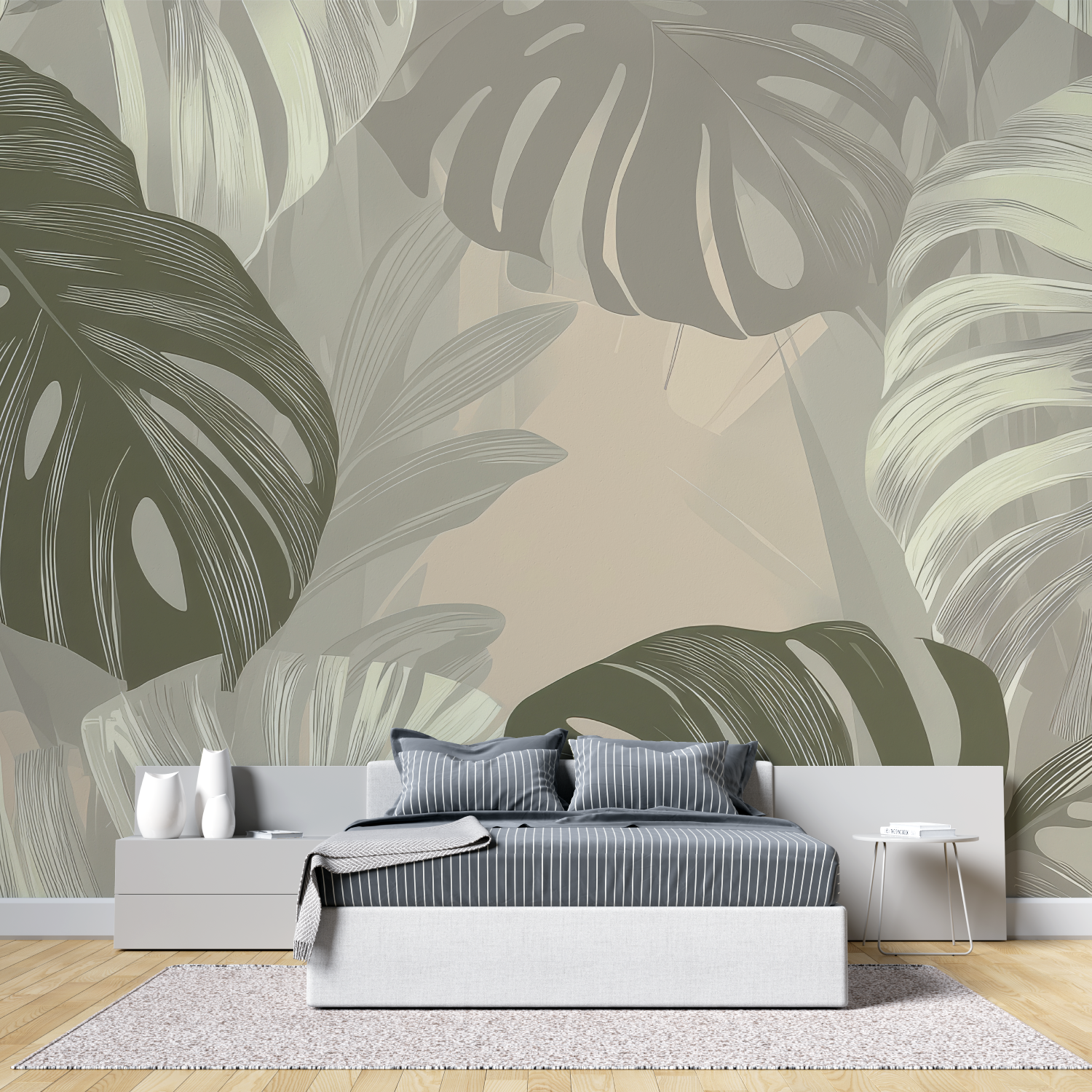 Beige and Green Wallpaper | Murals Wallpaper