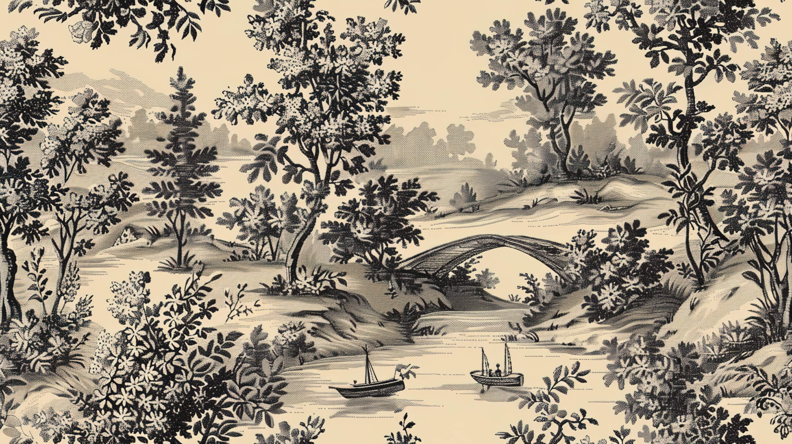 Black Bridge Toile Wallpaper | Murals Wallpaper