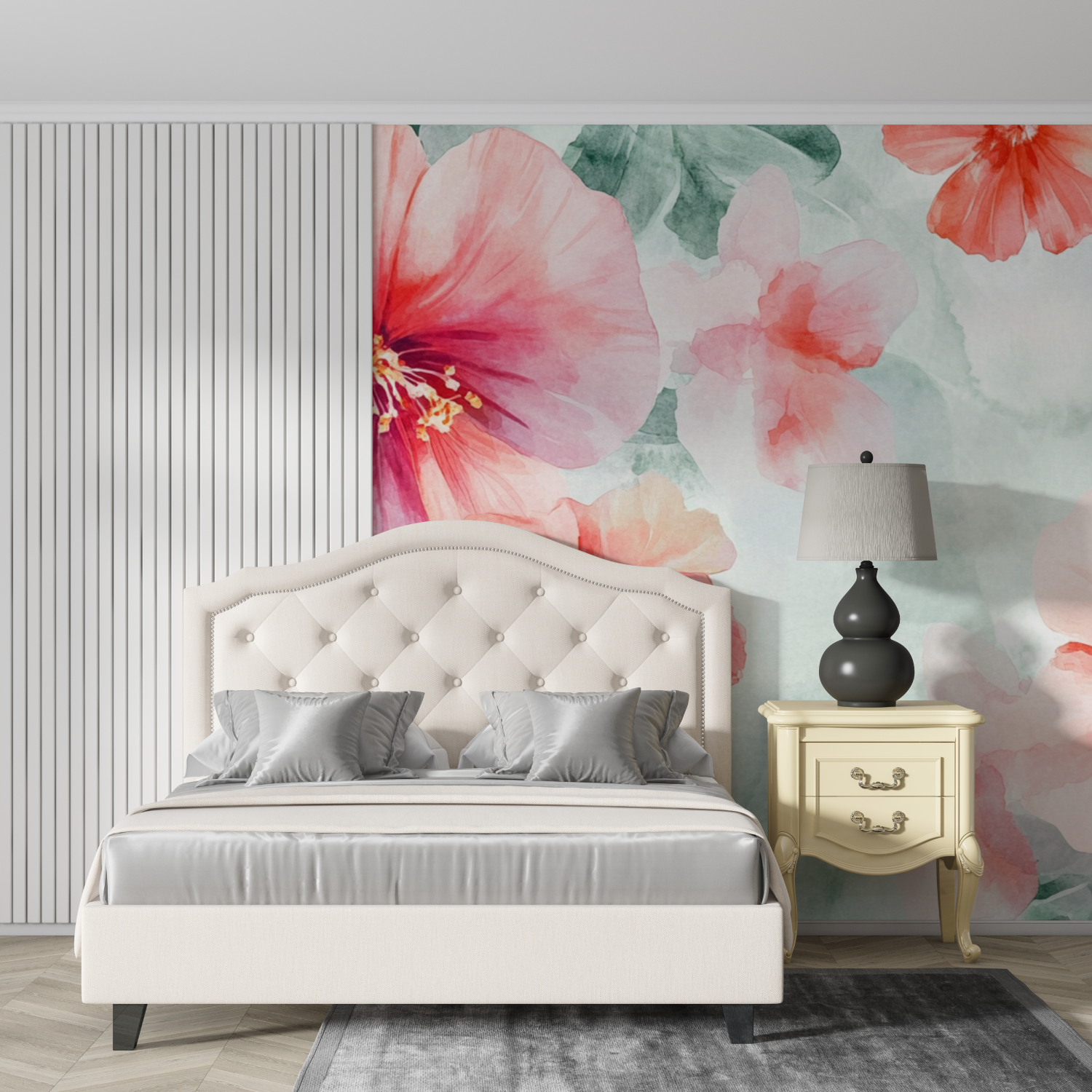 Watercolor Tropical Flowers Gradient Wallpaper | Murals Wallpaper