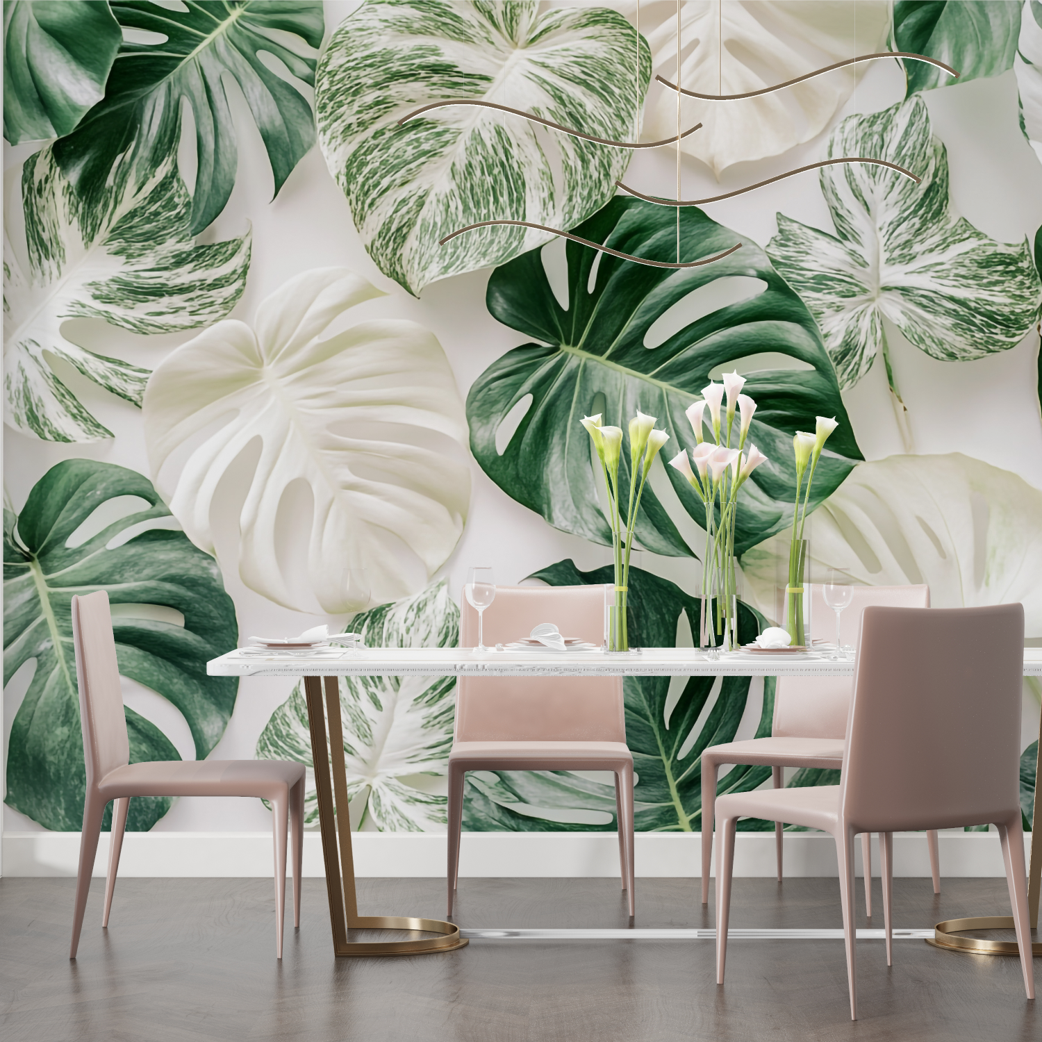 Green and White Wallpaper | Murals Wallpaper