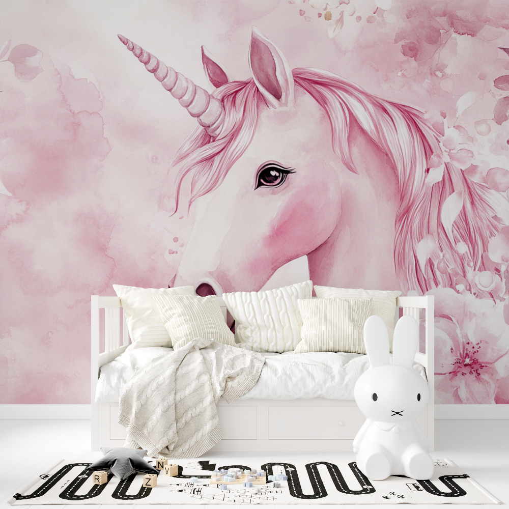 Unicorn Theme Pink Bedroom Wallpaper | Murals Wallpaper