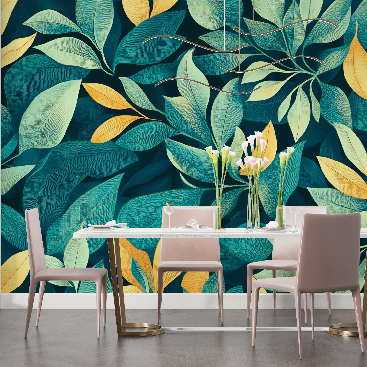 Teal Wallpaper for Living Room | Murals Wallpaper