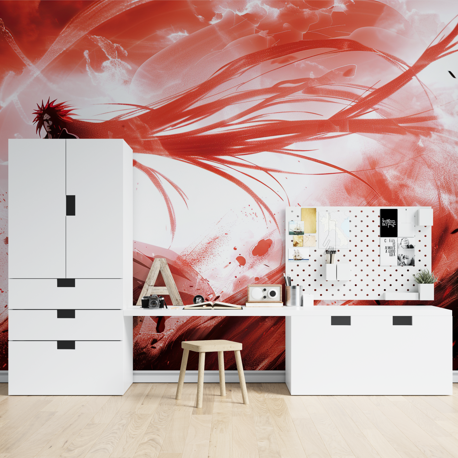 Red TornTeenager Anime Wallpaper | Murals Wallpaper