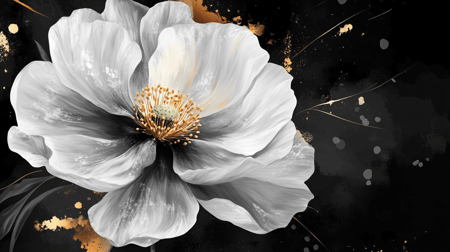 Expressive Large White Flower Watercolor Wallpaper | Murals Wallpaper