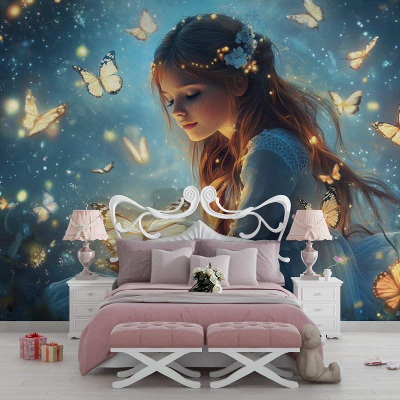 Tapete Prinzessin Fee des Papillons Chambre Filles