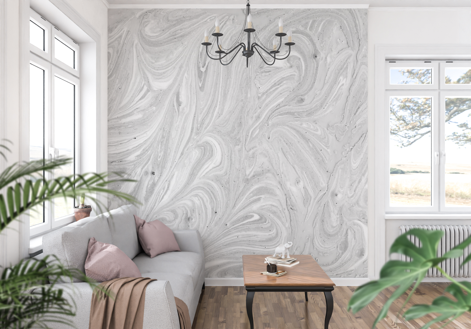 Gray and White Wallpaper for Bedroom | Murals Wallpaper